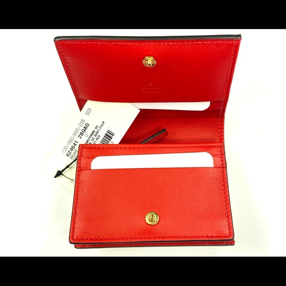 Gucci #624641 GG Supreme Apple Motif Card Wallet, New in Box - Picture 3 of 9